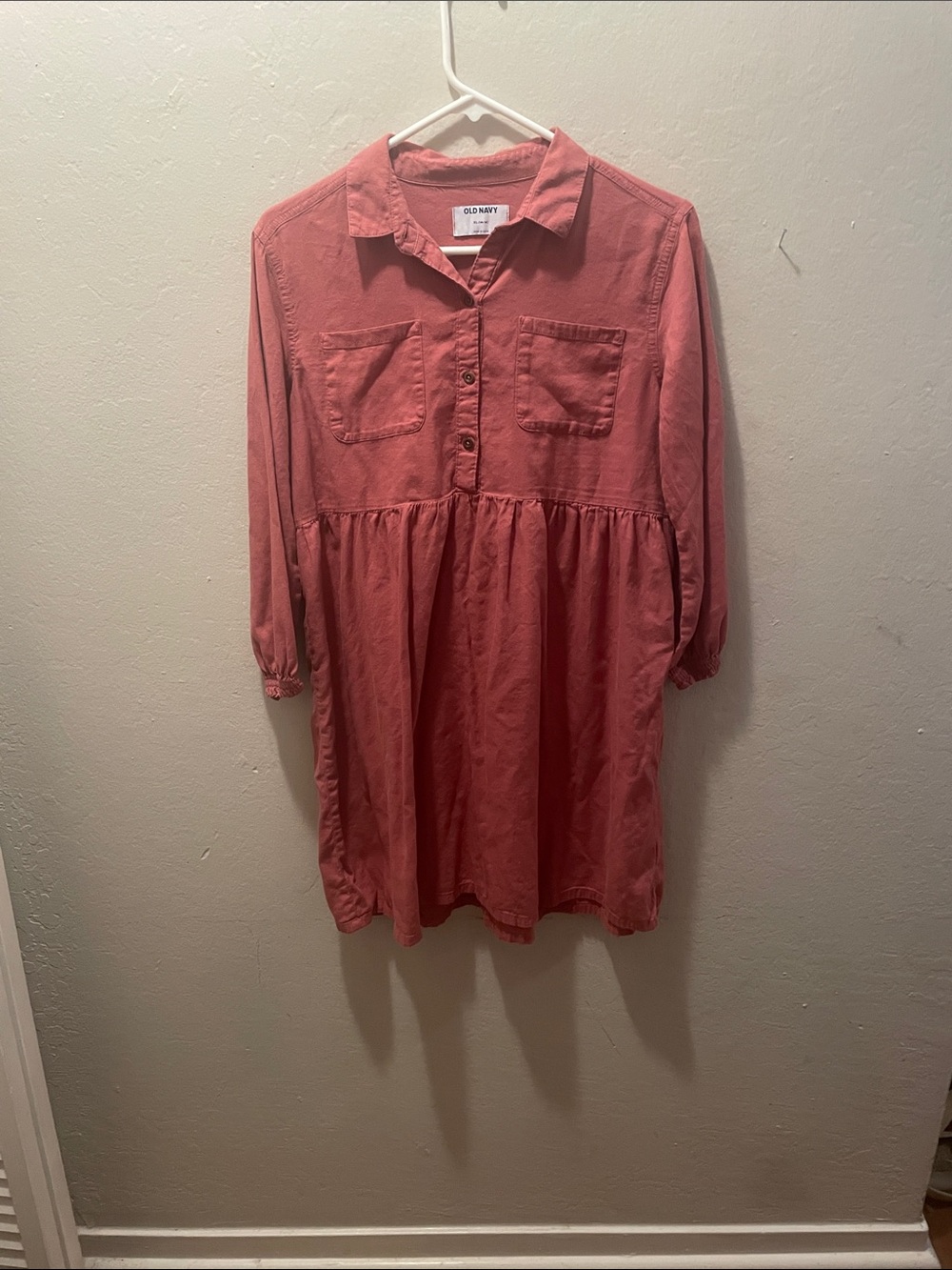 Old Navy Girls' Coral Button-Front Shirt Dress XL 14/16
